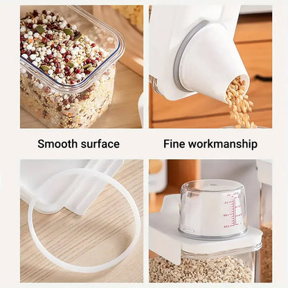 Sealed Household Grain Storage Box Transparent Rice Bucket Kitchen Storage - 1100ml