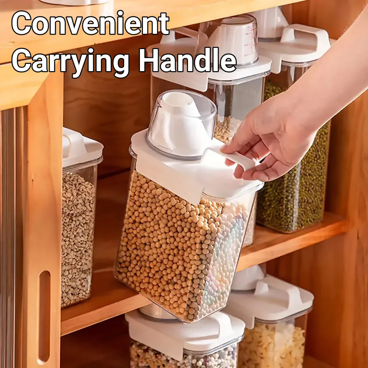 Sealed Household Grain Storage Box Transparent Rice Bucket Kitchen Storage - 1100ml
