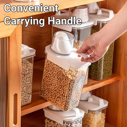 Sealed Household Grain Storage Box Transparent Rice Bucket Kitchen Storage - 1100ml