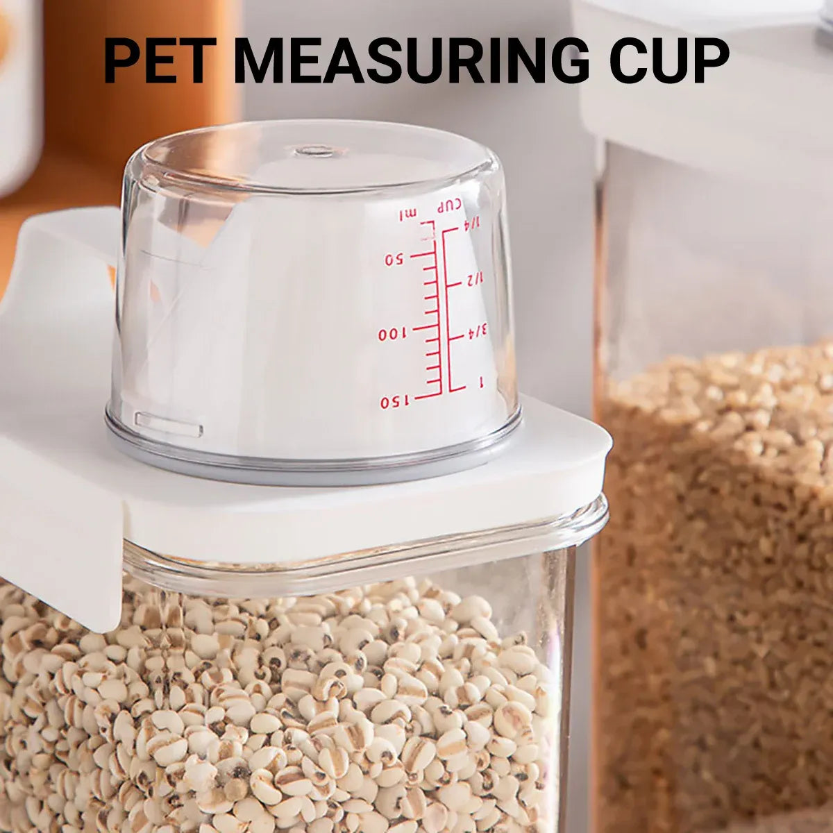 Sealed Household Grain Storage Box Transparent Rice Bucket Kitchen Storage - 1100ml