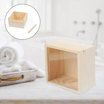 Solid Wood Storage Box with Acrylic Sliding Lid Pull Out Gift Packaging Case - 16x11x5cm