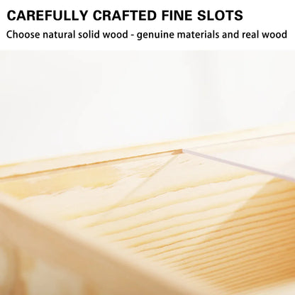 Solid Wood Storage Box with Acrylic Sliding Lid Pull Out Gift Packaging Case - 20x20x10cm