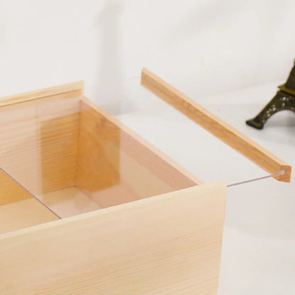 Solid Wood Storage Box with Acrylic Sliding Lid Pull Out Gift Packaging Case - 20x20x10cm
