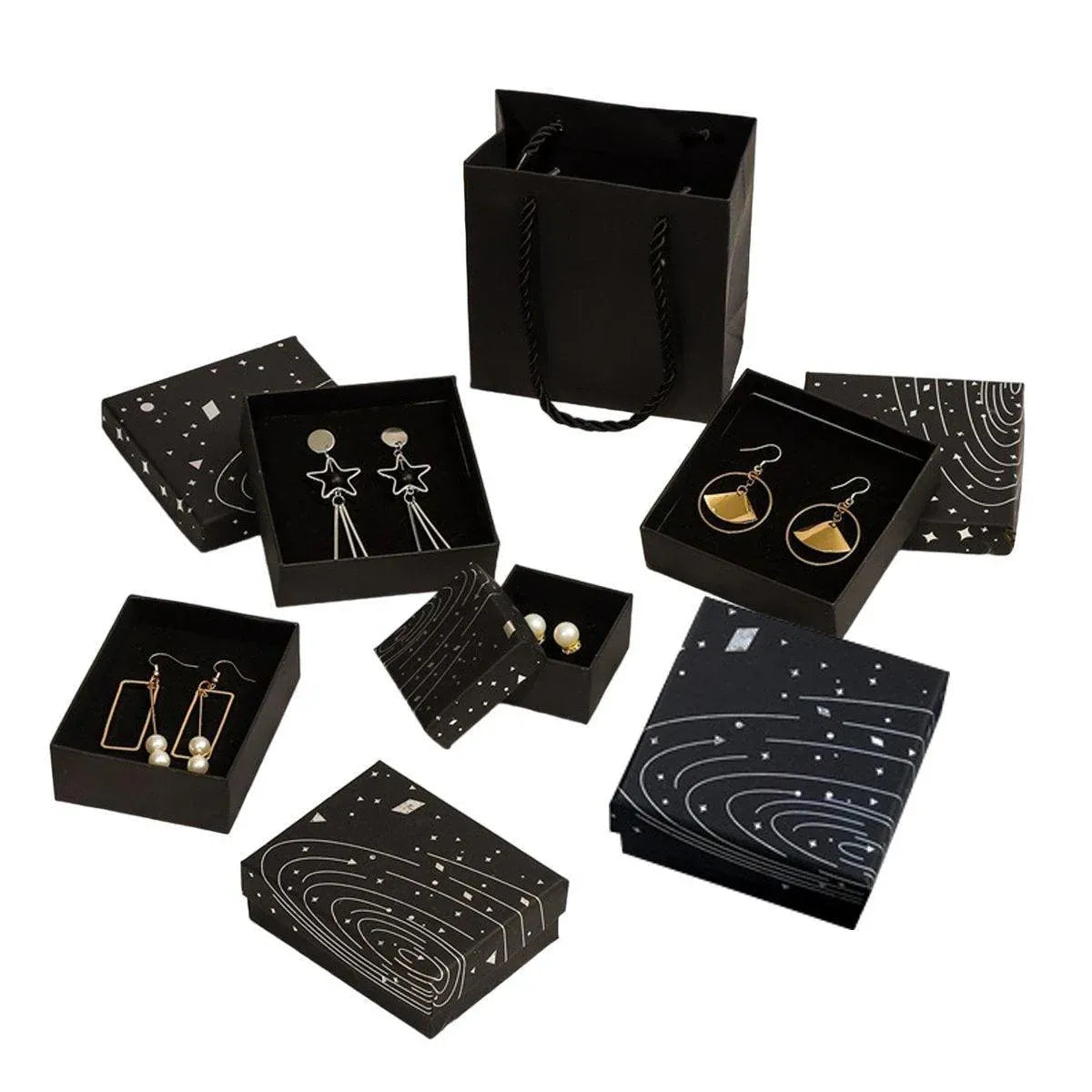 20x Holographic Silver Foil Jewelry Box for Earrings Bracelets Rings Packing Box - 7*7*3cm（Box）