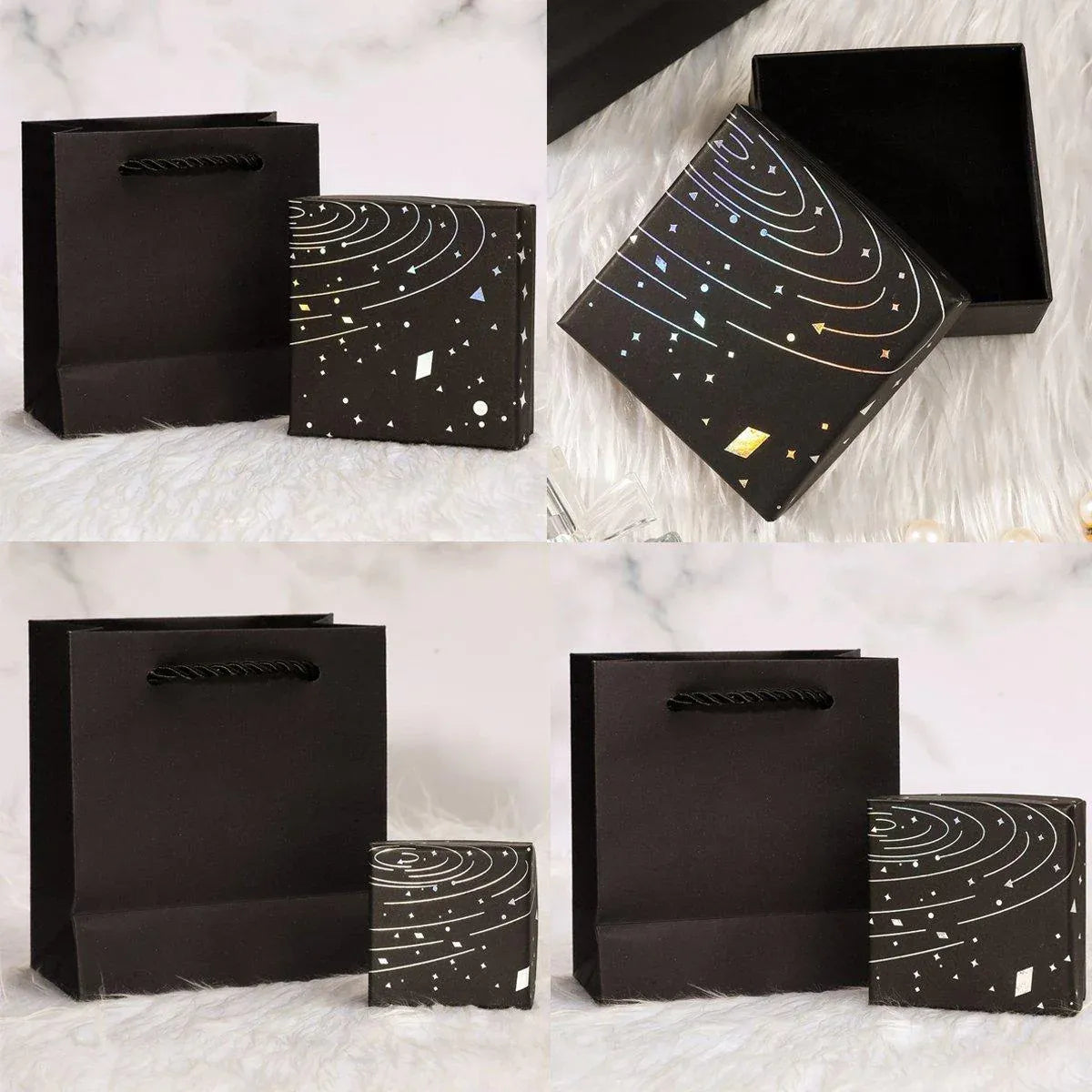 20x Holographic Silver Foil Jewelry Box for Earrings Bracelets Rings Packing Box - 7*7*3cm（Box）