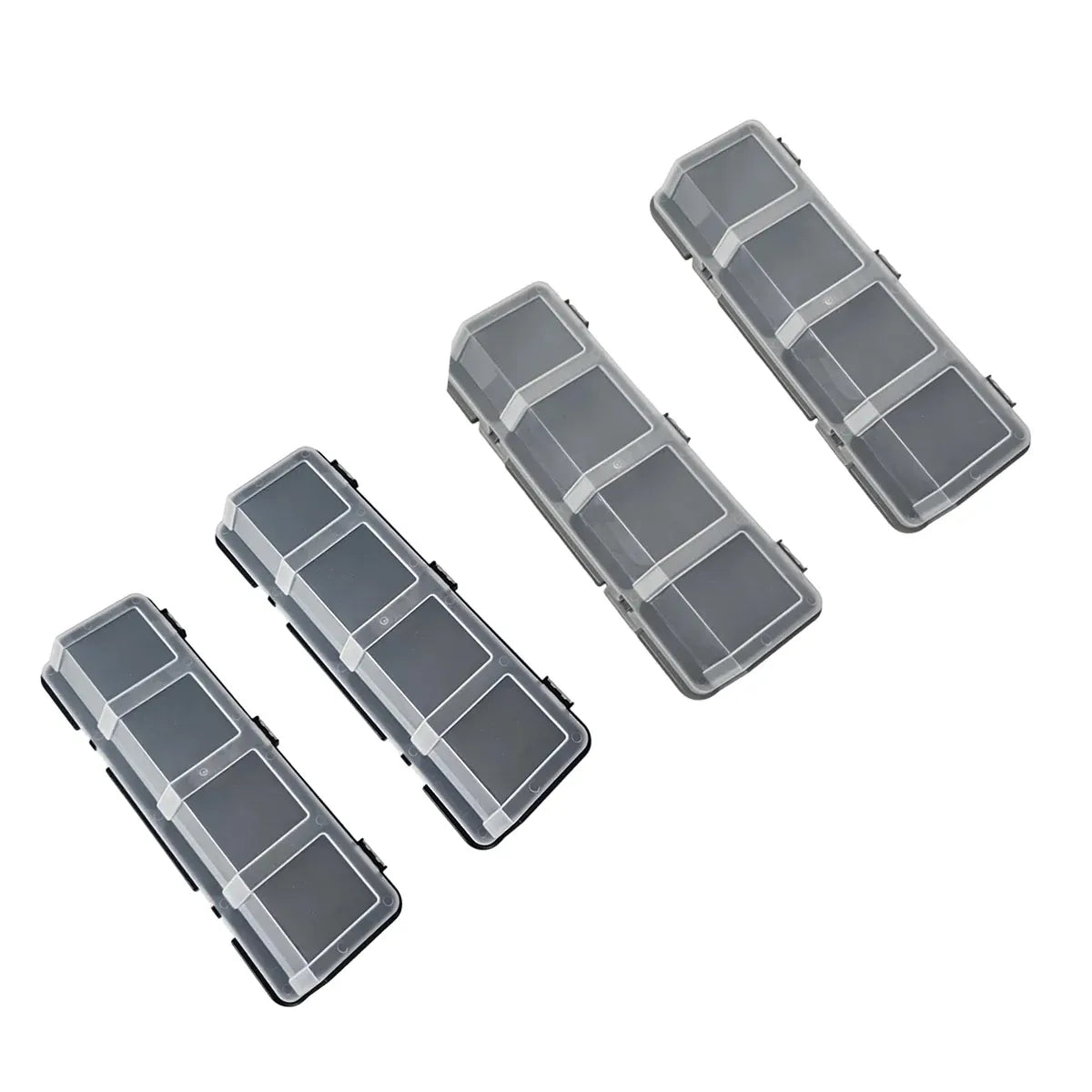4-Grid Parts Storage Box Plastic Electronic Hardware Accessory Case with Lid ﻿ - Black