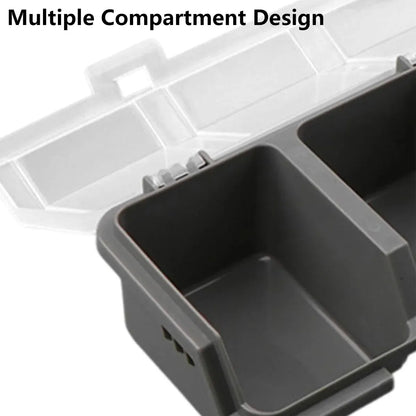 4-Grid Parts Storage Box Plastic Electronic Hardware Accessory Case with Lid ﻿ - Black