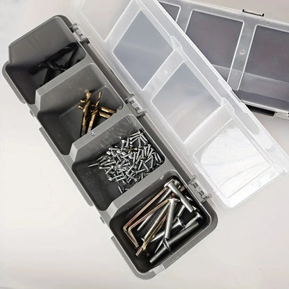 4-Grid Parts Storage Box Plastic Electronic Hardware Accessory Case with Lid ﻿ - Black
