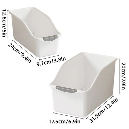 2pcs Cabinet Storage Box Miscellaneous Organizer Household Container Plastic Bin - L-Beige
