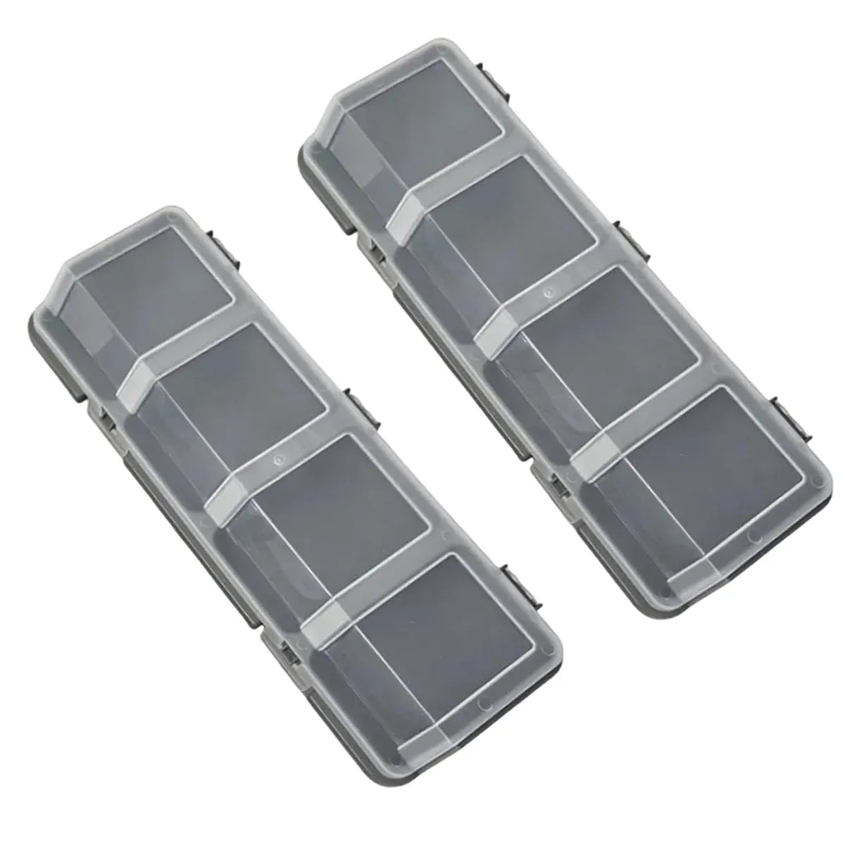 4-Grid Parts Storage Box Plastic Electronic Hardware Accessory Case with Lid ﻿ - Grey