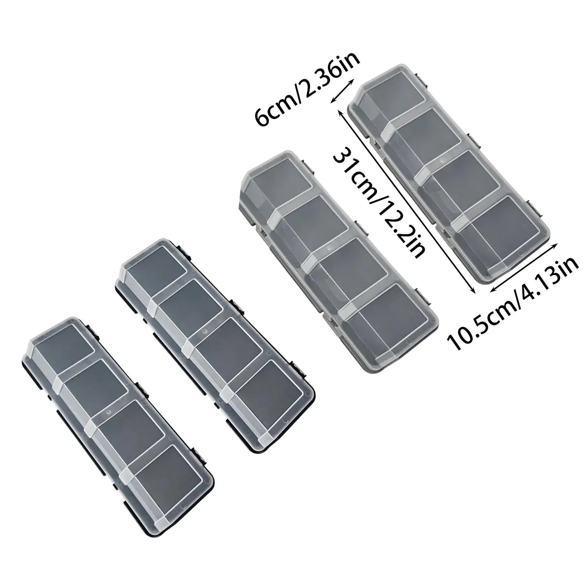 4-Grid Parts Storage Box Plastic Electronic Hardware Accessory Case with Lid ﻿ - Grey
