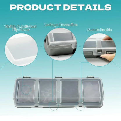4-Grid Parts Storage Box Plastic Electronic Hardware Accessory Case with Lid ﻿ - Grey