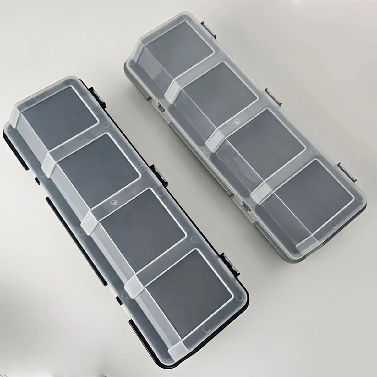 4-Grid Parts Storage Box Plastic Electronic Hardware Accessory Case with Lid ﻿ - Grey