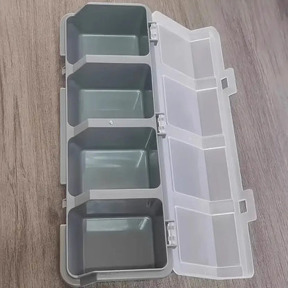 4-Grid Parts Storage Box Plastic Electronic Hardware Accessory Case with Lid ﻿ - Grey