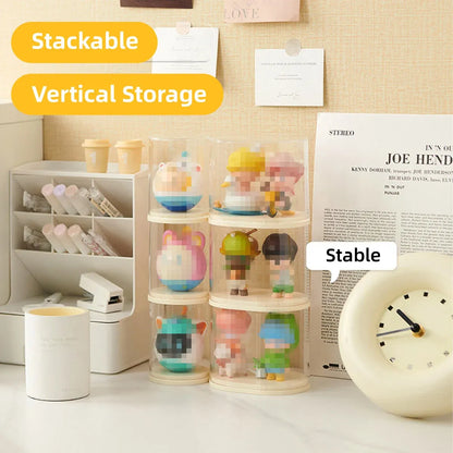 2pcs Clear Acrylic Display Case Transparent Box for Collectibles Dolls Figures - M