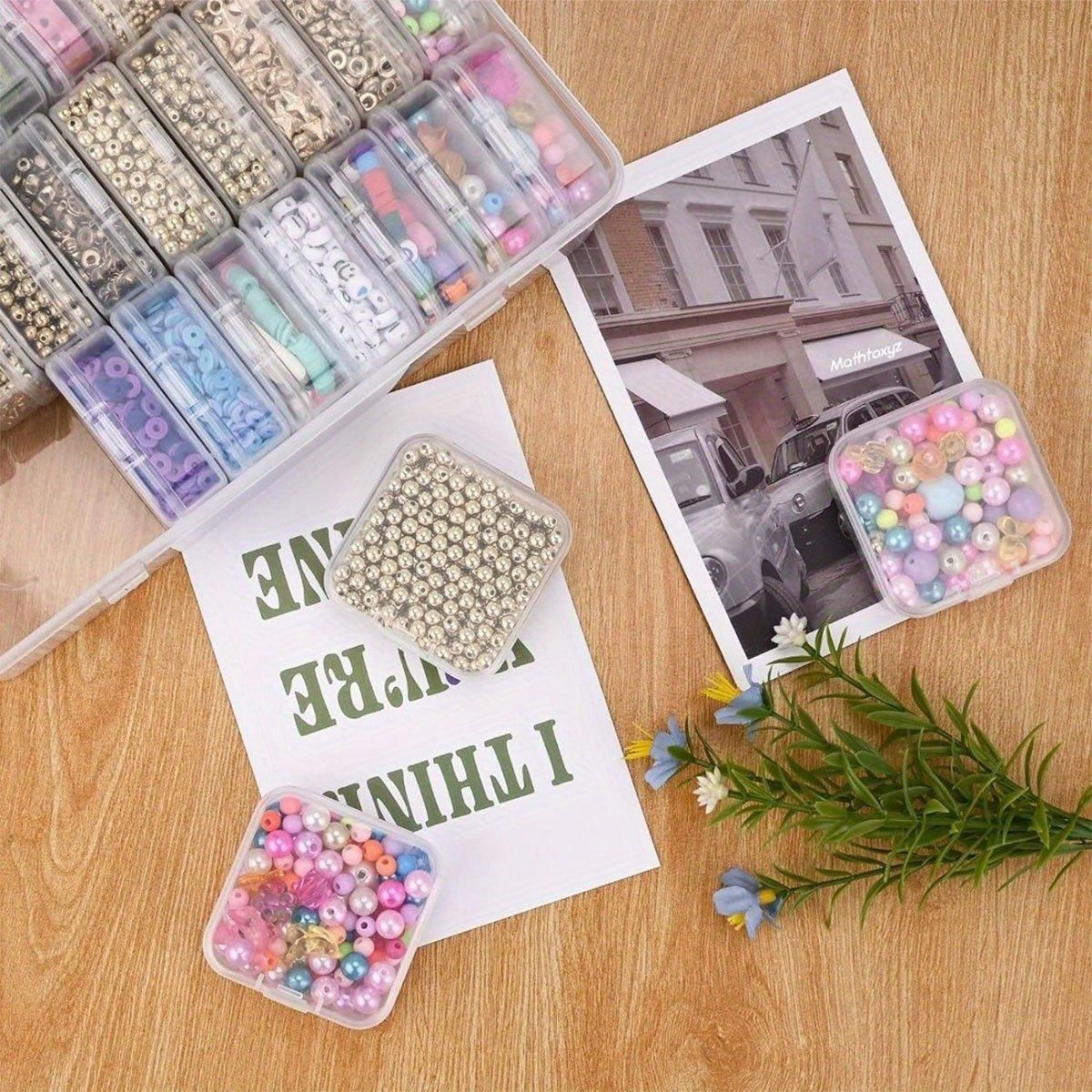 31PCS Plastic Home Storage Box Transparent Desktop Organizer Jewelry Beads Box