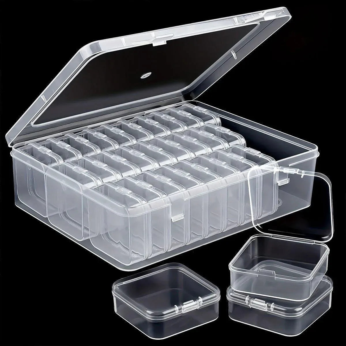 31PCS Plastic Home Storage Box Transparent Desktop Organizer Jewelry Beads Box