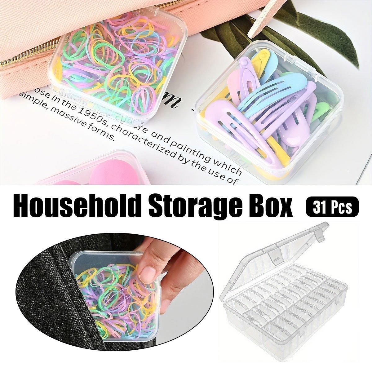 31PCS Plastic Home Storage Box Transparent Desktop Organizer Jewelry Beads Box
