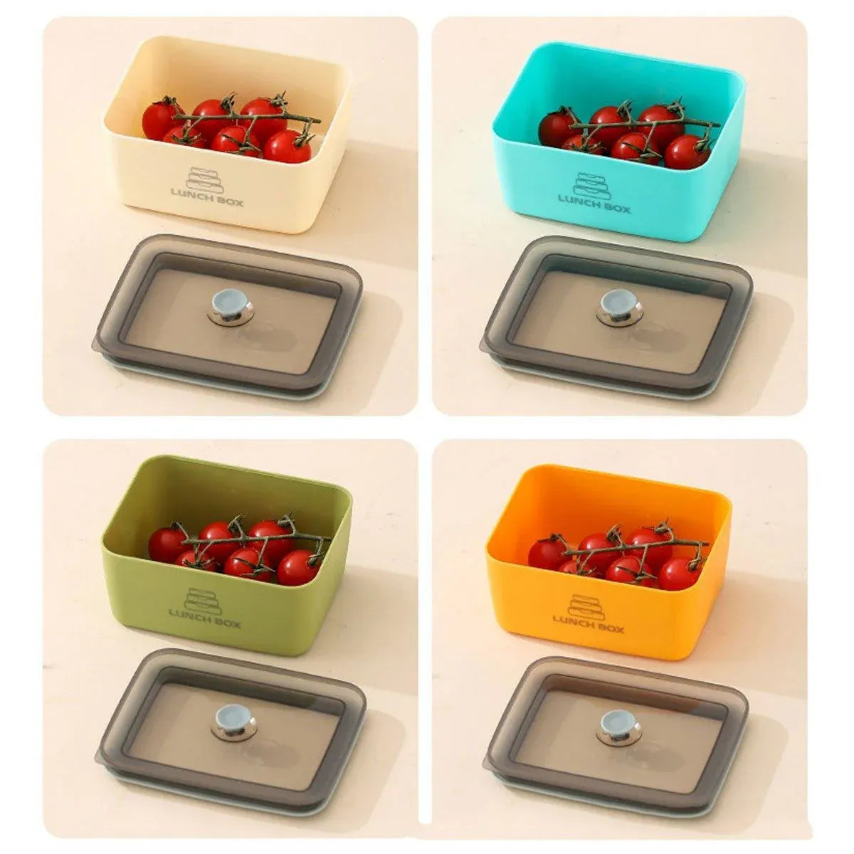 4pcs Sealed Crisper Food Storage Container Set Bento Box Refrigerator Organizer