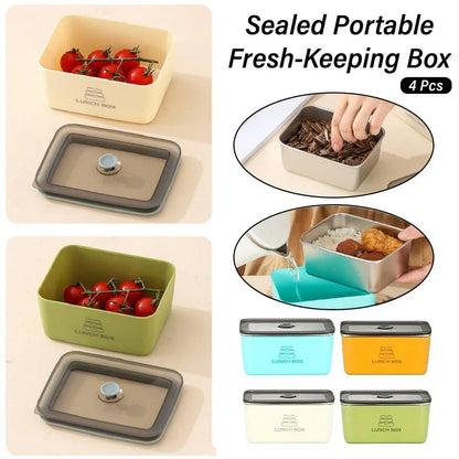 4pcs Sealed Crisper Food Storage Container Set Bento Box Refrigerator Organizer