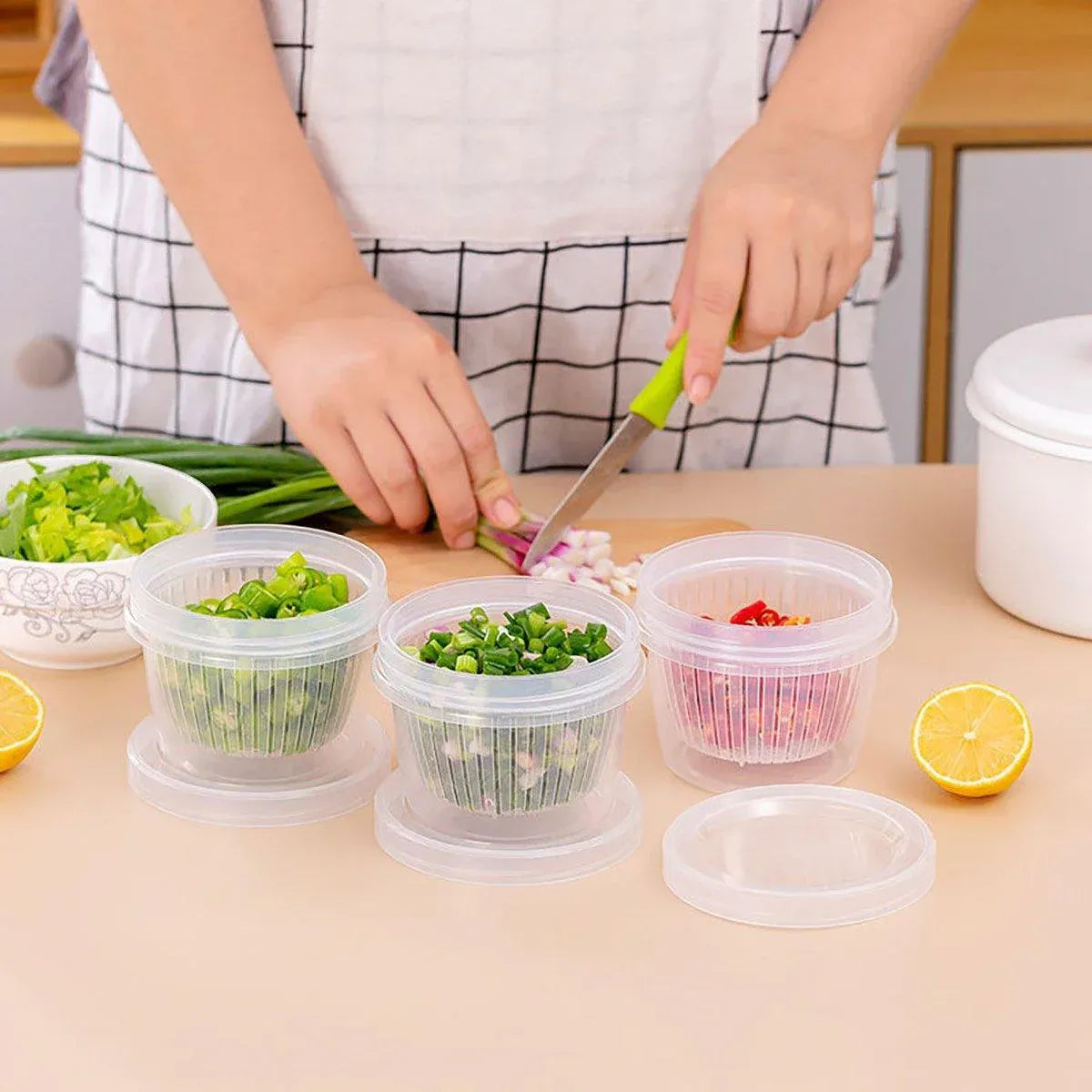 5pcs Plastic Storage Containers with Lids Refrigerator Organizer Box for Kitchen