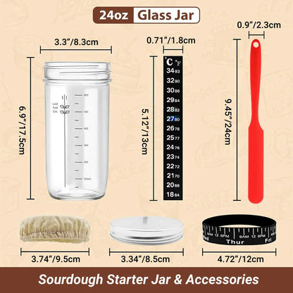 24oz Bread Fermentation Glass Jar Baking Supplies Airtight Container Dough