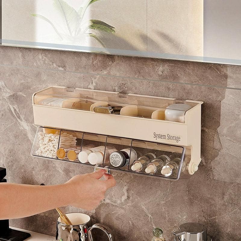 Wall Mounted Bathroom Shelf Cosmetics Storage Box Organiser Space Saving Rack