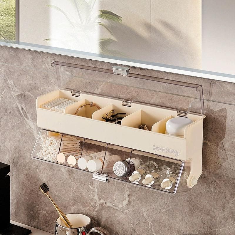Wall Mounted Bathroom Shelf Cosmetics Storage Box Organiser Space Saving Rack