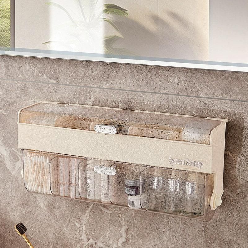 Wall Mounted Bathroom Shelf Cosmetics Storage Box Organiser Space Saving Rack