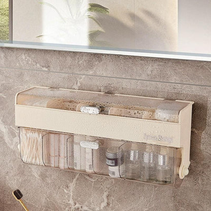 Wall Mounted Bathroom Shelf Cosmetics Storage Box Organiser Space Saving Rack