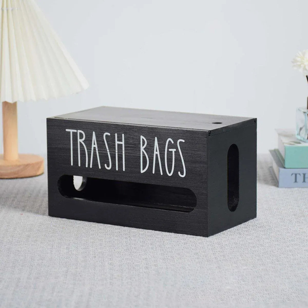 Wooden Plastic Bag Storage Box Hanging Rubbish Bag Organizer Extractable Tissue