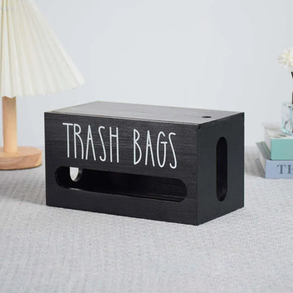 Wooden Plastic Bag Storage Box Hanging Rubbish Bag Organizer Extractable Tissue