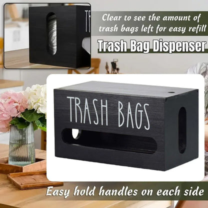 Wooden Plastic Bag Storage Box Hanging Rubbish Bag Organizer Extractable Tissue