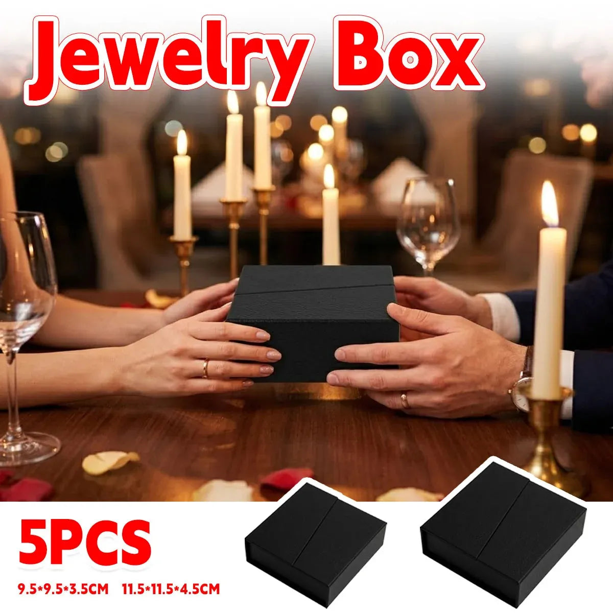 5 Pack Jewellery Gift Box With Insert Necklace Ring Earring Storage Box - 9.5x9.5x3.5cm