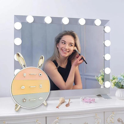 Large Multi-functional Makeup Storage Organizer Rabbit Decor Drawer Cosmetic Box - Colour