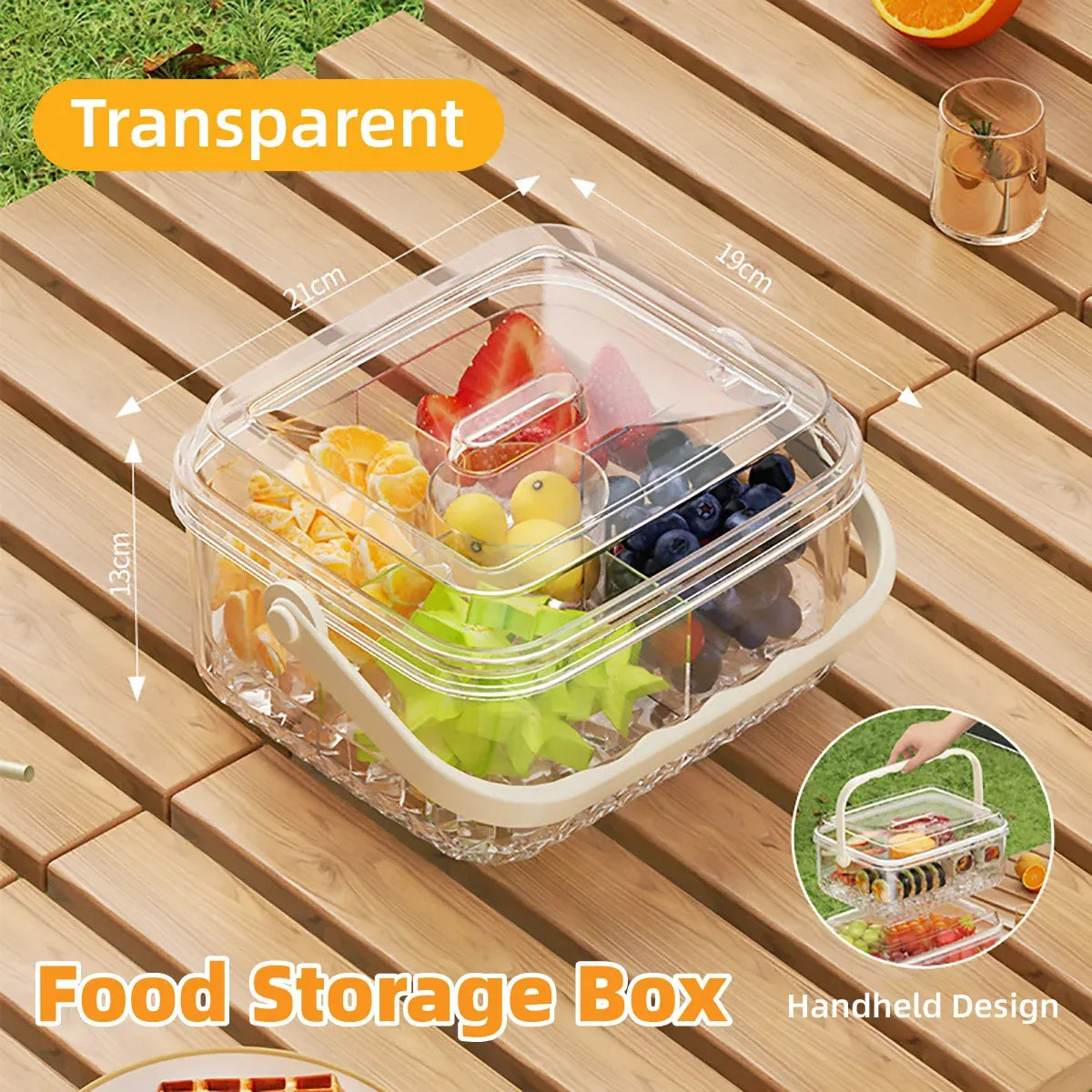Portable Food Storage Box Large Capacity Lunch Container for Camping Picnic Use