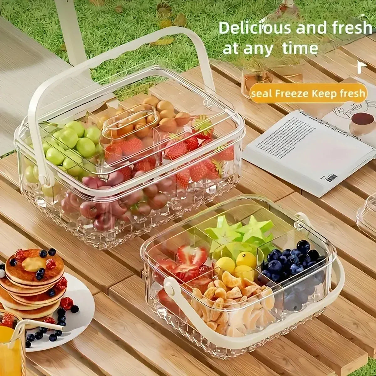 Portable Food Storage Box Large Capacity Lunch Container for Camping Picnic Use