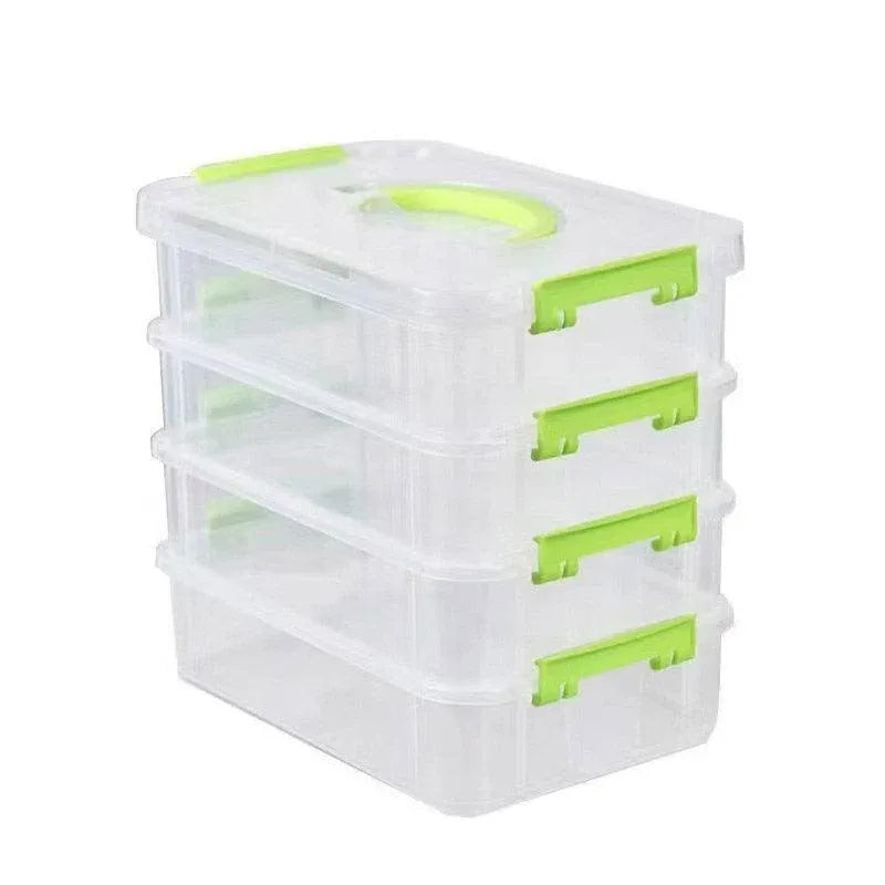 4Layer Storage Organizer Box Multi Compartment Storage Container for Home Office - Green