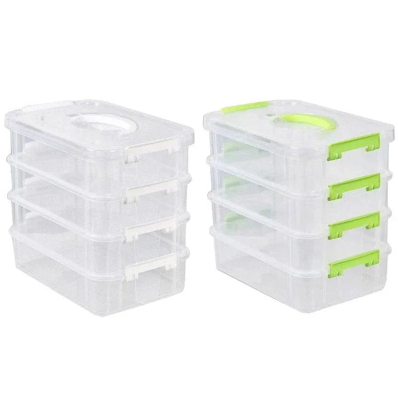 4Layer Storage Organizer Box Multi Compartment Storage Container for Home Office - Green