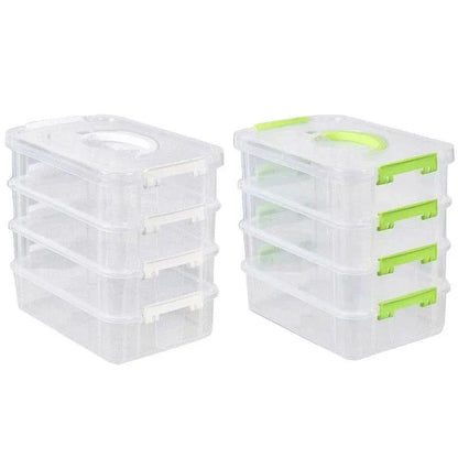 4Layer Storage Organizer Box Multi Compartment Storage Container for Home Office - Green