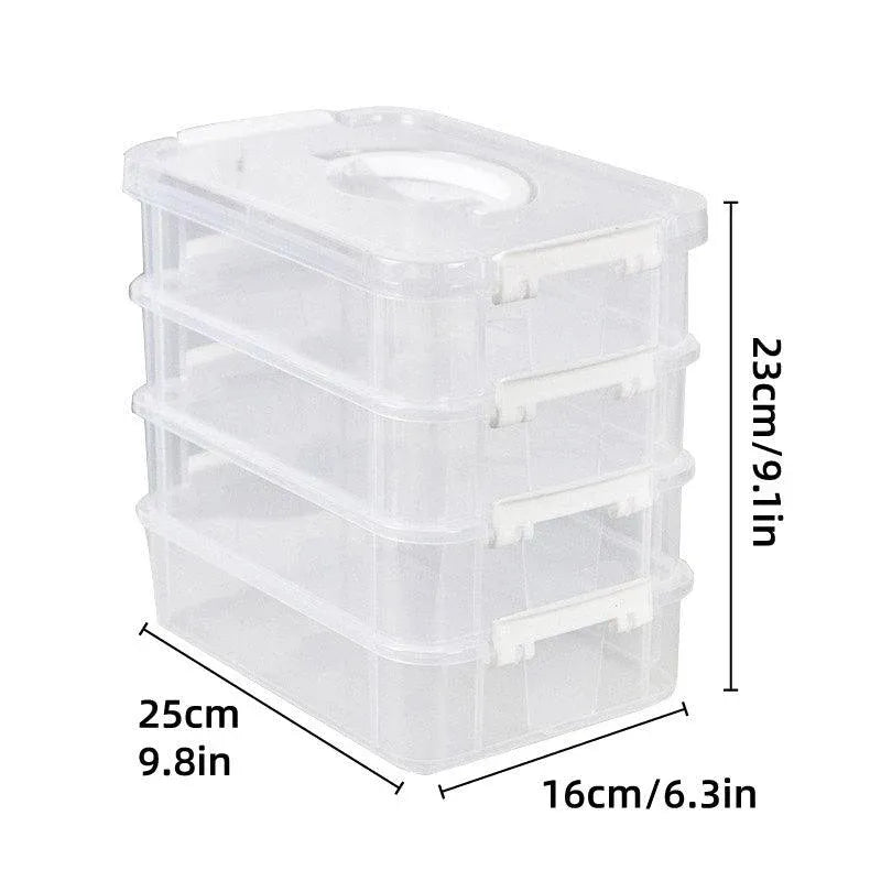 4Layer Storage Organizer Box Multi Compartment Storage Container for Home Office - Green