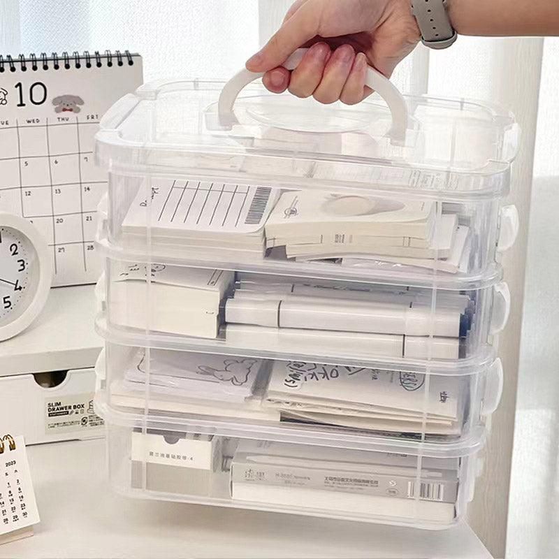 4Layer Storage Organizer Box Multi Compartment Storage Container for Home Office - Green