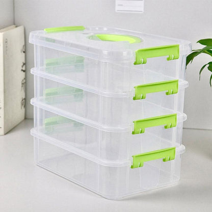 4Layer Storage Organizer Box Multi Compartment Storage Container for Home Office - Green