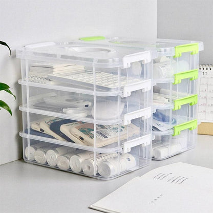 4Layer Storage Organizer Box Multi Compartment Storage Container for Home Office - Green