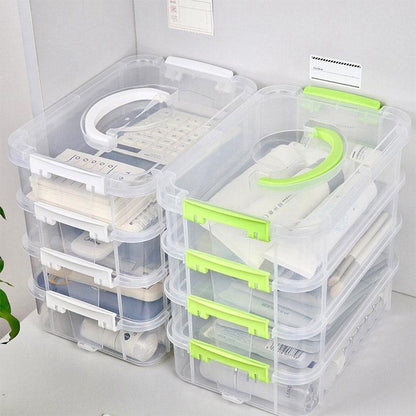 4Layer Storage Organizer Box Multi Compartment Storage Container for Home Office - Green