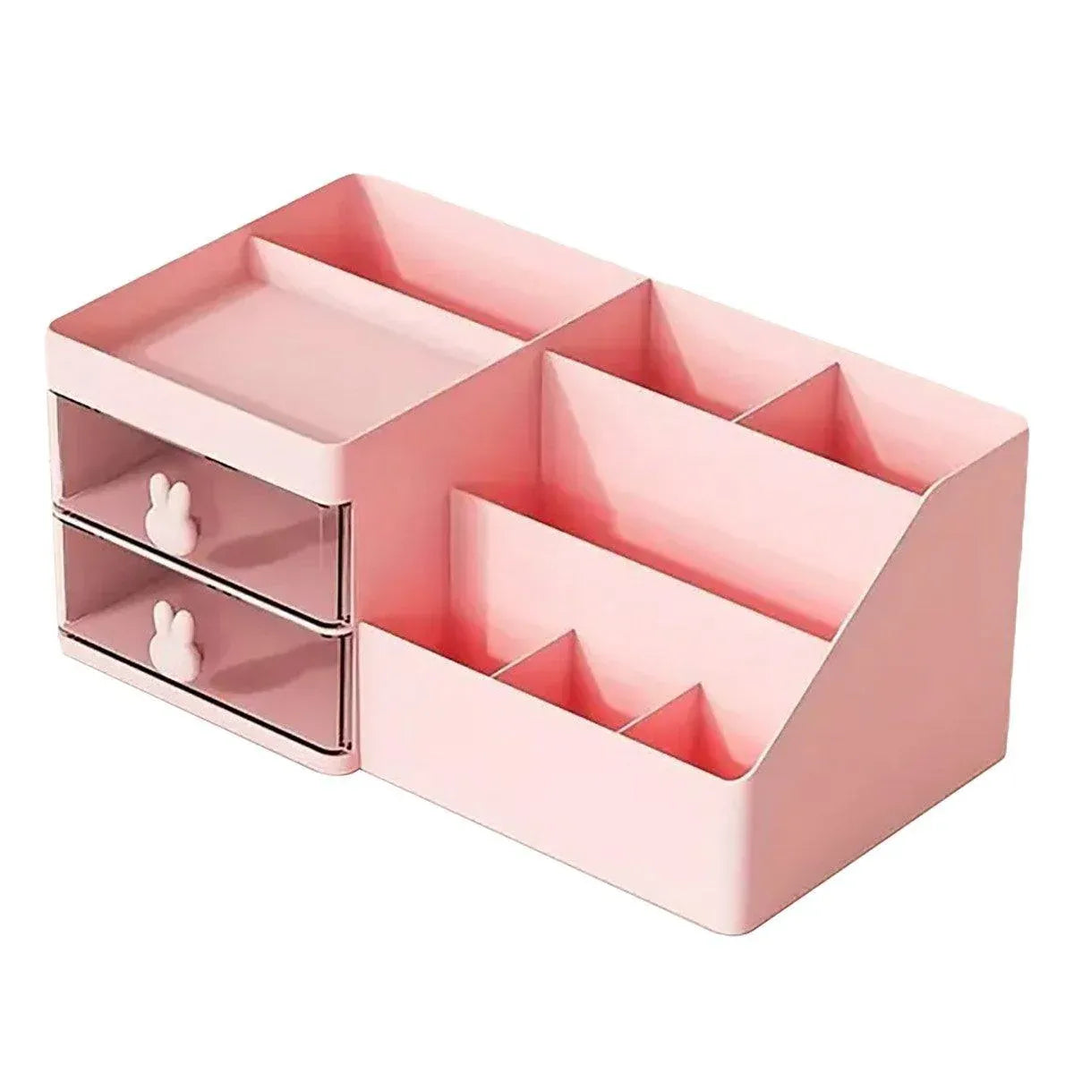 Cartoon Drawer Type Cosmetic Jewelry Storage Box Desktop Student Stationery Box - Pink