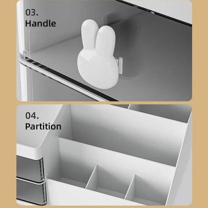 Cartoon Drawer Type Cosmetic Jewelry Storage Box Desktop Student Stationery Box - Pink