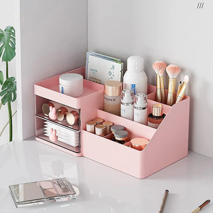 Cartoon Drawer Type Cosmetic Jewelry Storage Box Desktop Student Stationery Box - Pink