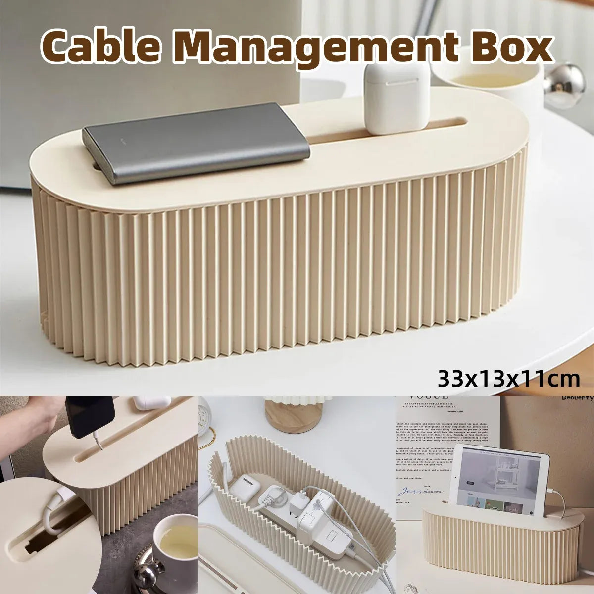 Large Cable Wire Cord Storage Box Case Management Socket Tidy Organizer