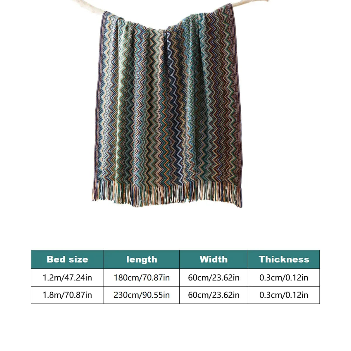 Peacock Blue Houndstooth Bed Runner Decorative Throw for Hotel or Home Bedding - 60x230cm